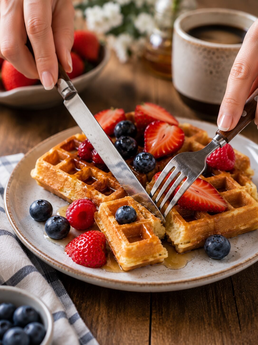 Waffles Caseiros fofinhos por dentro